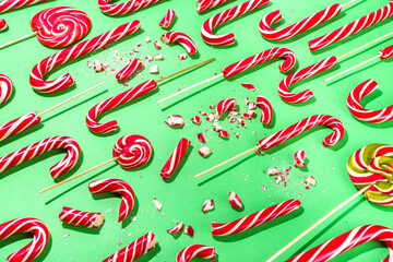 Deconstructed candy cane flatlay