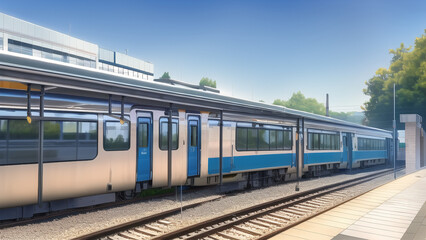 Fototapeta premium アニメ調の街系背景の高解像度画像イラスト(AI generated image)