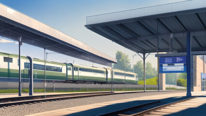 アニメ調の街系背景の高解像度画像イラスト(AI generated image)