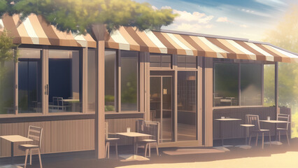 Fototapeta premium アニメ調の街系背景の高解像度画像イラスト(AI generated image)