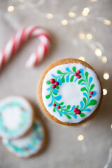 gingerbread cookies: Christmas tree, house, Christmas wreath, painted with colored glaze