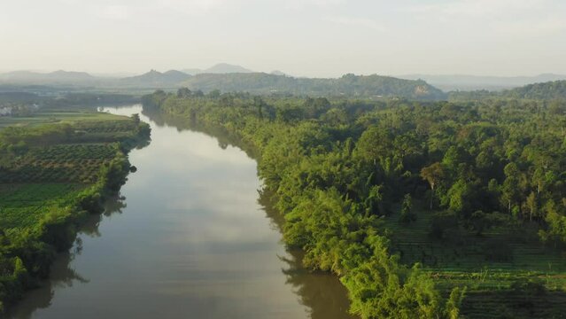 Aerial view of  The Song Dong Nai River in Cat Tien National Park, Vietnam