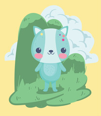 cute animal and mountains
