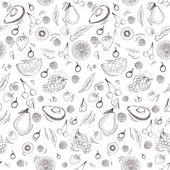 Fruit and berry seamless pattern in vector