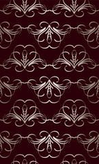 Vintage old pattern. Vintage wallpaper in baroque style. Seamless vector background. Linear ornament for fabric, wallpaper, packaging. Rich wedding ornament.