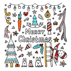 merry Christmas Doodle Illustration