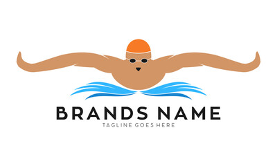 Swimming athletes illustration vector logo