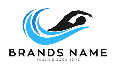 Swimming athletics symbol vector logo
