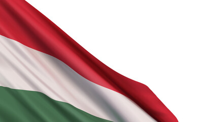 The realistic flag of Hungary isolated on a white background. Vector element for Republic Day, Revolution Day (bridge day), and Independence Day.