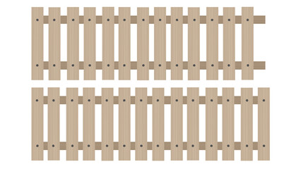 wooden fence isolated on white background with clipping path (PNG background) Transparent background, vector illustration. 01