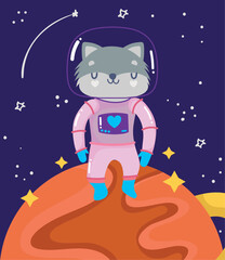 Naklejka premium space wolf astronaut