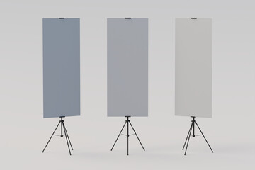 Standing tripod banner mockup. 3d rendering