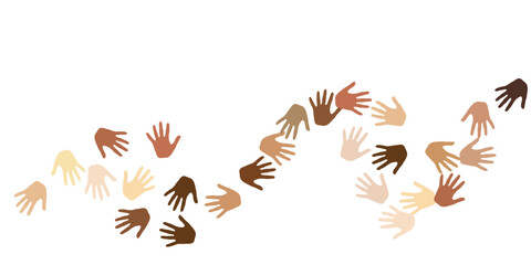 Human hands of various skin tone vector illustration. Voting concept.