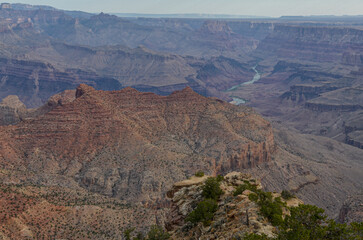 Colorado River and Escalante Butte scenic view from Navajo Point on the South Rim of the Grand Canyon within Grand Canyon National Park  (Arizona, United States)