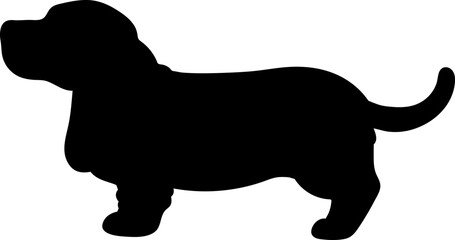 Simple and cute silhouette of Basset Hound in side view