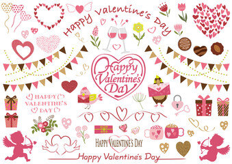 Valentine’s Day Vector Design Element Set Isolated On A White Background.