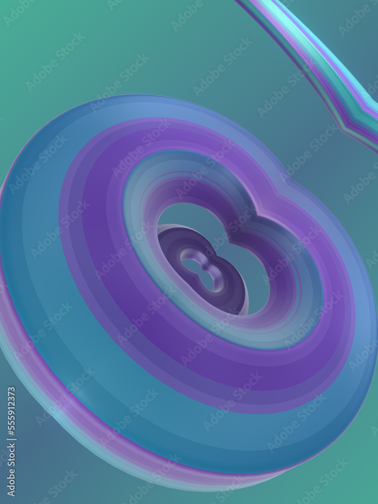 Poster neon color magical shape. digital background. abstract modern art design. 3d rendering digital illus