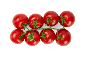 Bunch of cherry tomatoes on white background.