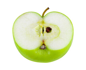 half green apple isolated on transparent png