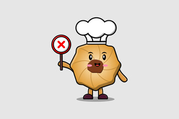 cute cartoon Cookies chef holding wrong sign board in vector character illustration