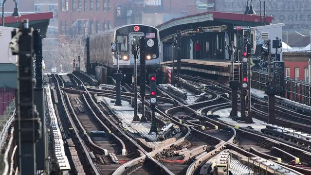 city subway platform NYC Brooklyn train