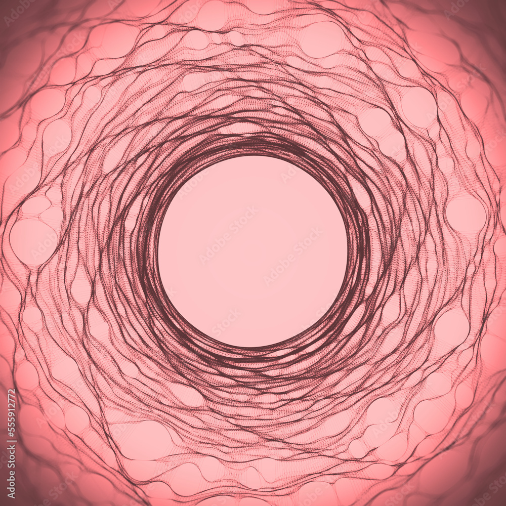 Poster Smooth organic pattern. Abstract 3d rendering digital illustration. Psychedelic geometric style