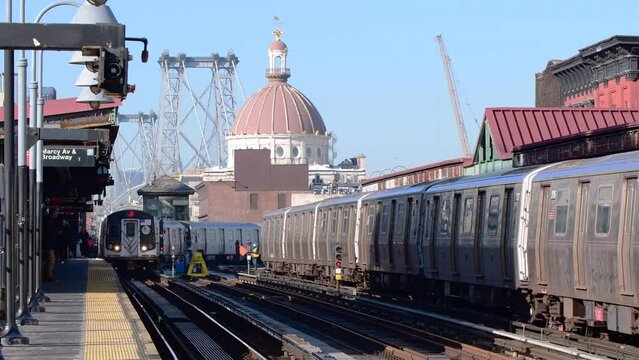city subway platform NYC Brooklyn train