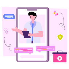 Unique design illustration of mobile doctor consultation 