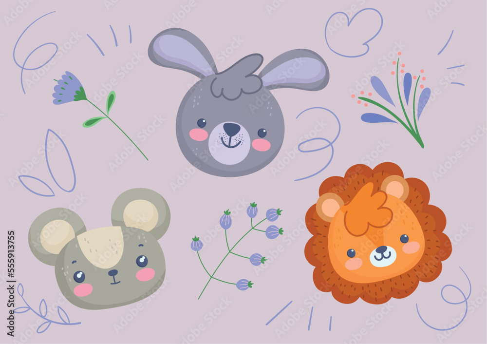 Sticker icon collection cute animals