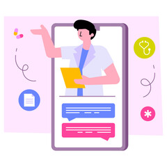 Unique design illustration of mobile doctor consultation 