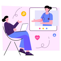 Unique design illustration of online doctor discussion 