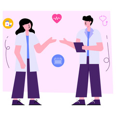 Unique design illustration of online doctor discussion 