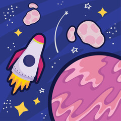 space spaceship and planet