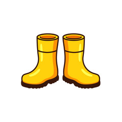 Yellow rubber boots cartoon vector art