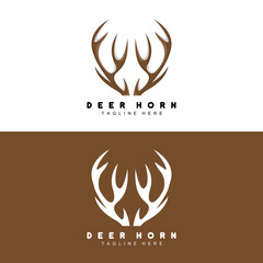Deer Antler Logo, Antler Icon Illustration, Christmas Santa Animal Vector, Brand Design