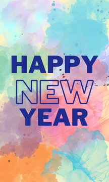 Happy new year written on pastel gradient background
