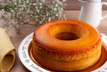 

cake with chocolate frosting, lemon, strawberry, corn, passion fruit