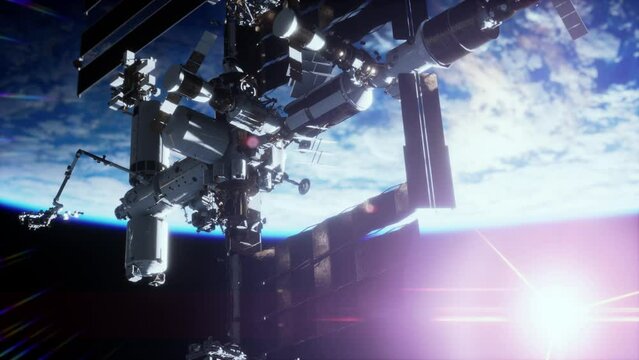 view of the Earth and International space station is orbiting the Earth