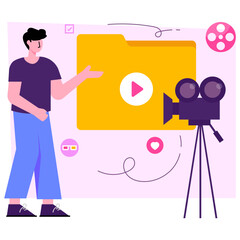 Flat design illustration of video folder 