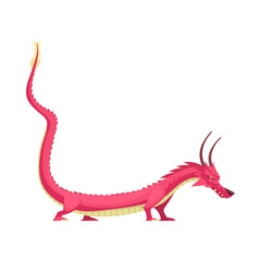 Fototapeta premium Pink Dragon Cartoon Composition