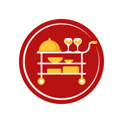 Food serving trolley vector icon
