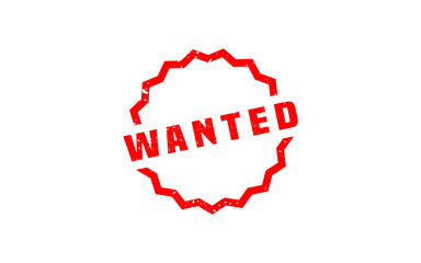 WANTED rubber stamp with grunge style on white background