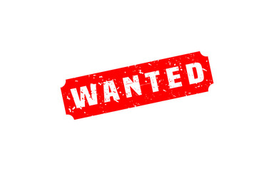 WANTED rubber stamp with grunge style on white background