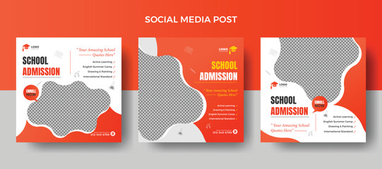 Online School admission open  social media post  template and education banner, admission banner education social media, school kids, kids learning, children education, social media banner,