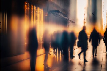 Businessmen on a street, motion blur - Generative AI