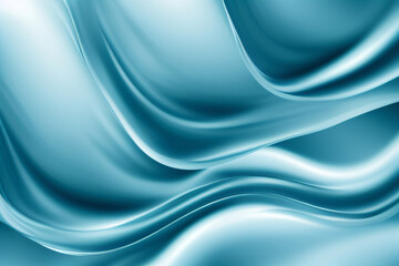 Obraz premium Close-up view of a digitally generated image of a blue wavy satin fabric. Generative AI