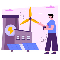 Editable design illustration of renewable energy 
