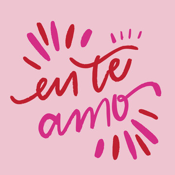 Eu te amo. I love you in brazilian portuguese. Modern hand Lettering. vector.