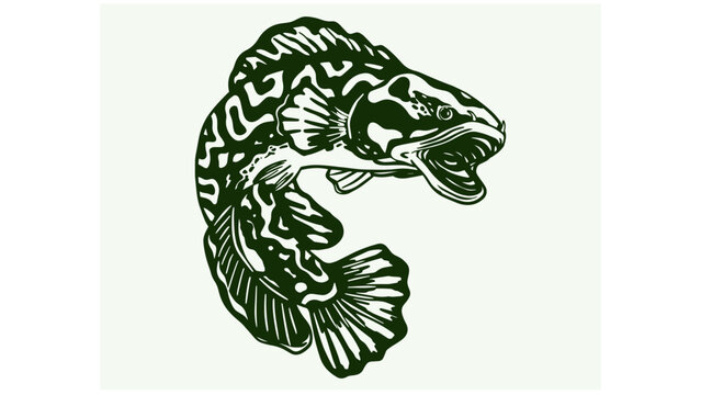 Snakehead fish channa vector illustration for logo, sticker or shirt design. Fishing graphic resources.