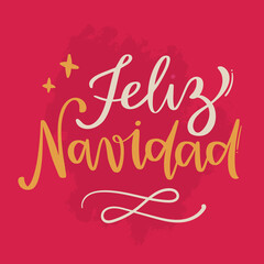 Feliz navidad. Merry Christmas in spanish. Modern hand Lettering. vector.